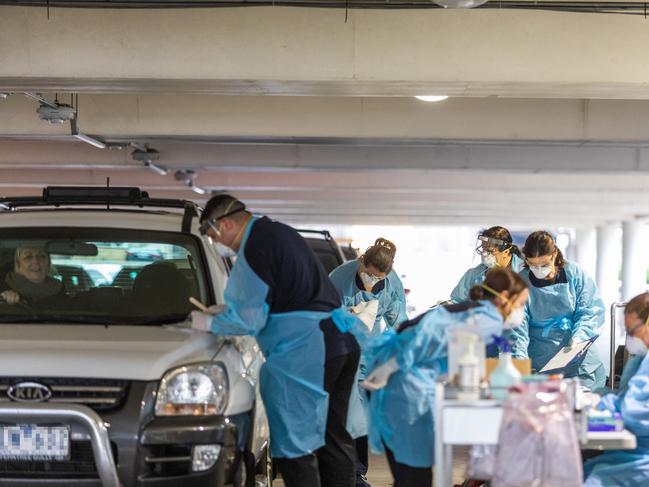 Australia has ramped up its COVID-19 testing, including opening drive through testing facilities in shopping centre carparks. Picture: Asanka Ratnayake