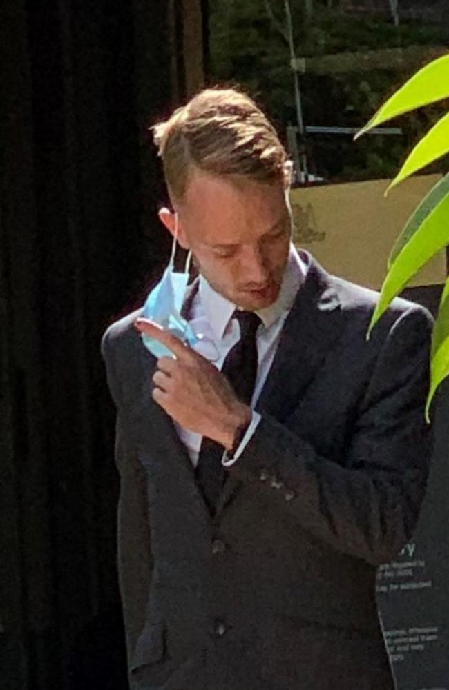 Richard Alexander Davis (right) leaves Tweed Heads Court at an earlier court appearance.