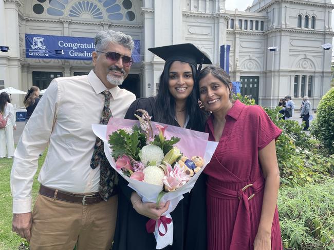 Antara Rao graduates with a Master of Management at the 2024 University of Melbourne graduations. Picture: Himangi Singh