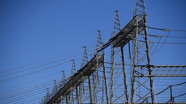 High voltage electricity transmission lines at the Liddell Power Station in Muswellbrook.