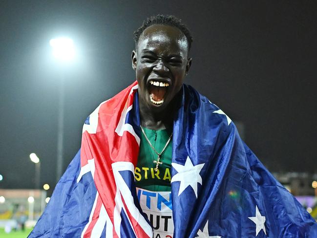 Australia's Gout Gout, 16, powered home for silver in the 200m final with a personal best time of 20.60 at the World Athletics U20 Championships in Lima. Photo: X