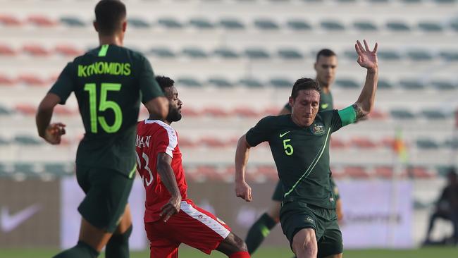 Socceroos skipper Mark Milligan leads from the front against Oman.