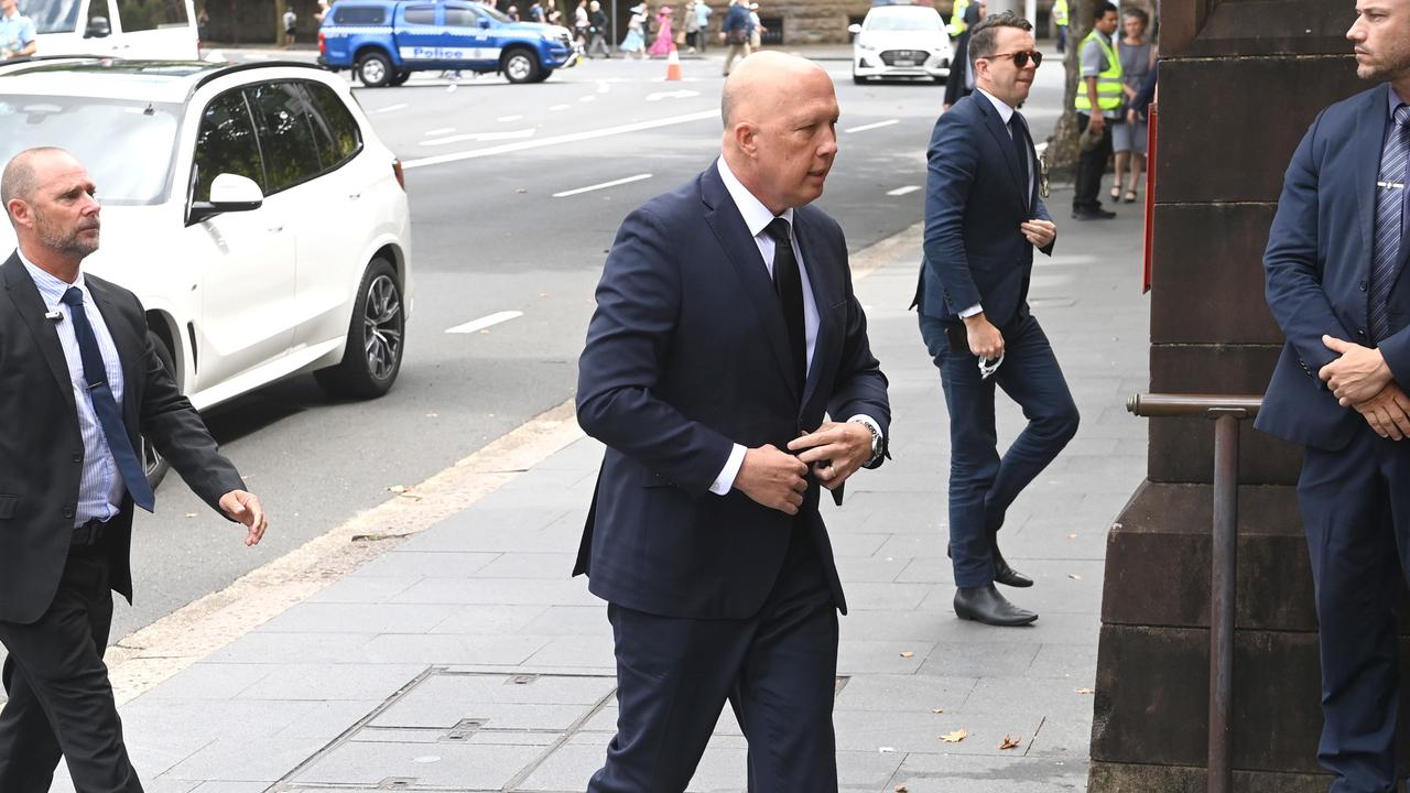 Opposition Leader Peter Dutton has explained why he went to the funeral of divisive cardinal George Pell. Picture: NCA NewsWire / Jeremy Piper