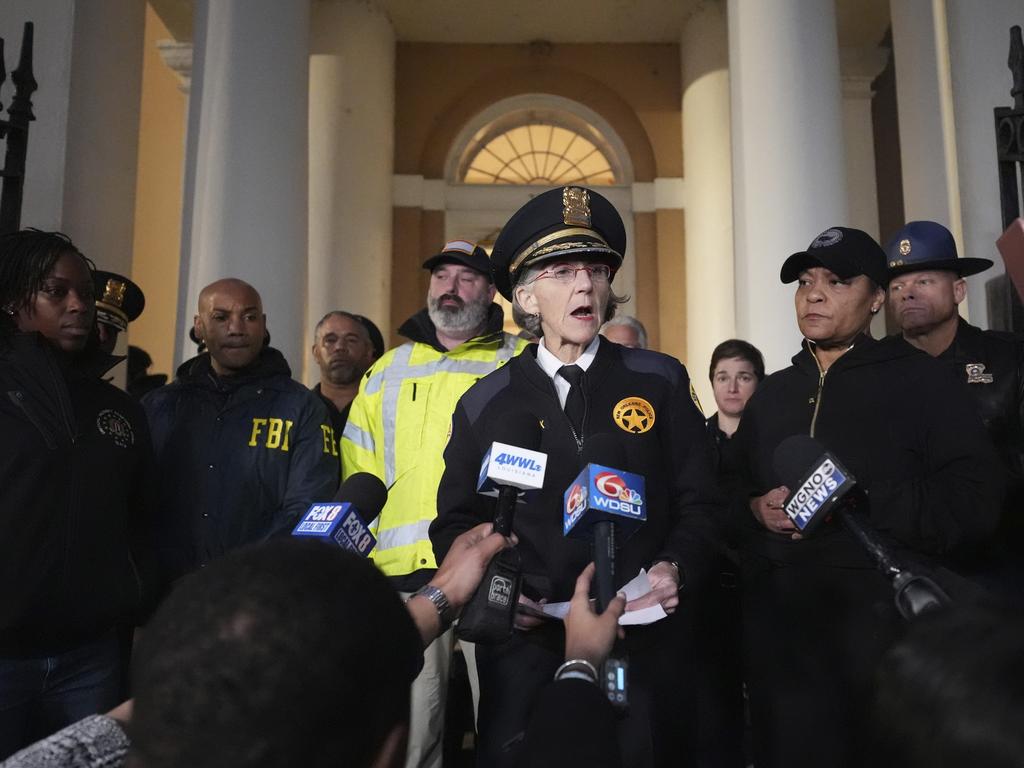 Superintendent of Police for the New Orleans Police Department Anne Kirkpatrick makes a statement after the attack. Picture: AP