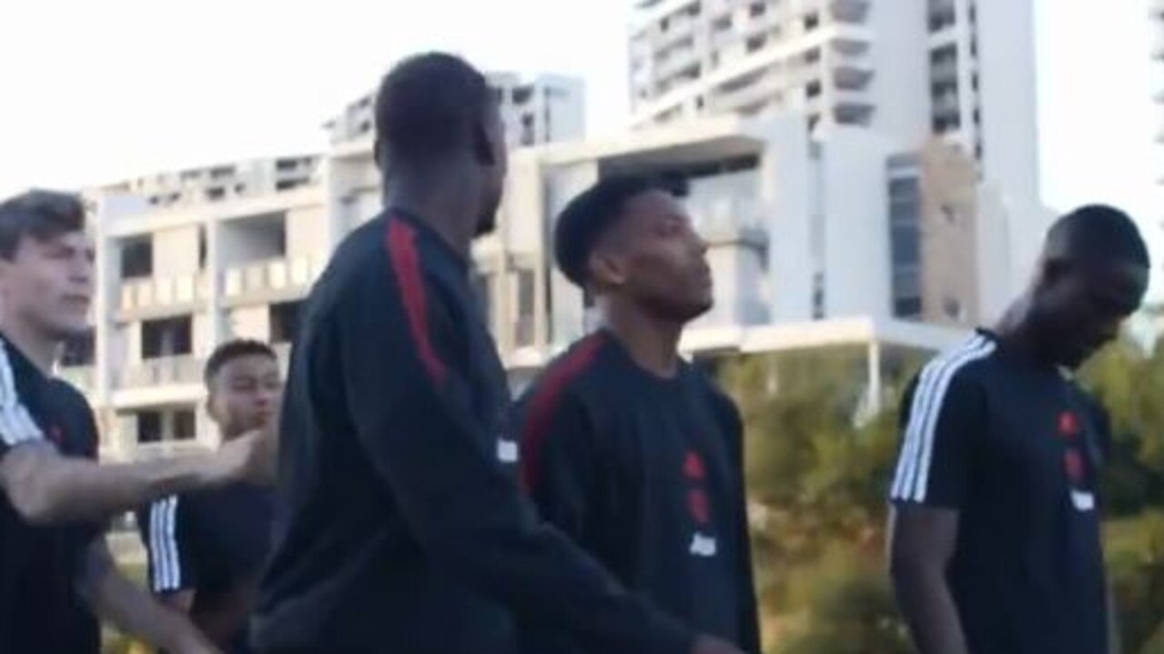 Paul Pogba and Jesse Lingard appeared to clash as United touched down in Australia
