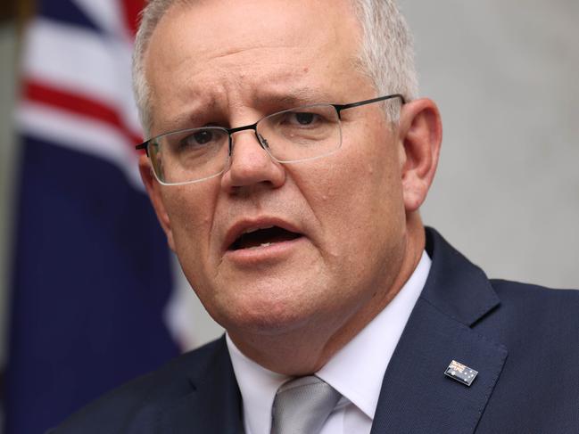 uCANBERRA, AUSTRALIA NewsWire Photos - MARCH 18 2021:  Prime Minister Scott Morrison during a press conference in Parliament House Canberra.Picture: NCA NewsWire / Gary Ramage