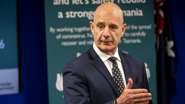 Premier Peter Gutwein speaks at the daily COVID-19 briefing on Tuesday 26th May 2020. Picture: LUKE BOWDEN