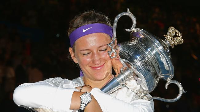 Victoria Azarenka with the 2013 Australian Open trophy.