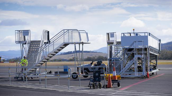 Hobart Airport is looking at alternatives to stairs. Picture: RICHARD JUPE 