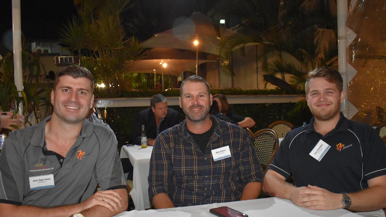 John-Ryan Davis, Mick Guthrie, and Paul Chambers of V2R Projects at the Reconciliation in Action event at Grand View Hotel, Bowen. Picture: Kirra Grimes.