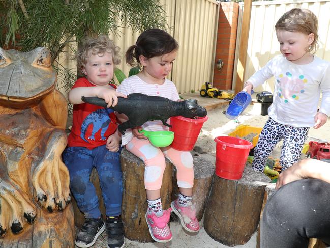 Tulip Street Early Learning Centre has been rated among the top childcare centres in Bayside. Pictured are Harvey, Mila and Payton. Picture: David Crosling