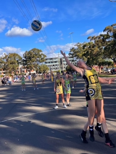 One of the netball players in action.