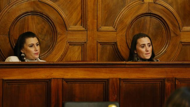 Sisters and lead petitioners, Natalie and Jacqui Gray look on as Independent MLC, Michael Gaffney talks during the reading of the Voluntary Assisted Dying Bill at the Tasmanian Legislative Council. Picture: Zak Simmonds