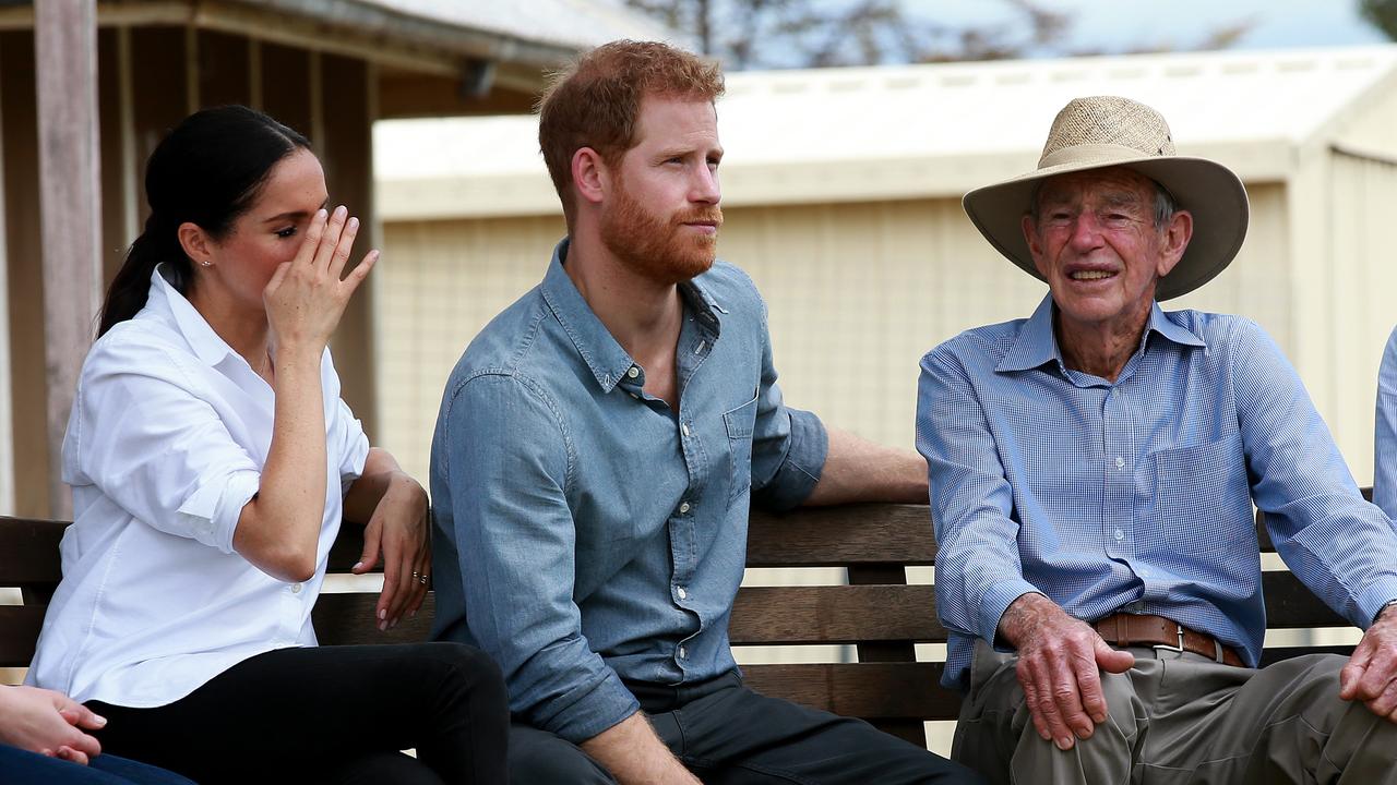 The Duke and Duchess of Sussex, Prince Harry and Meghan Markle visit the drought-affected area of Dubbo in central west NSW, visiting the Royal Flying Doctor Service and local drought affected farmers. Picture: Toby Zerna