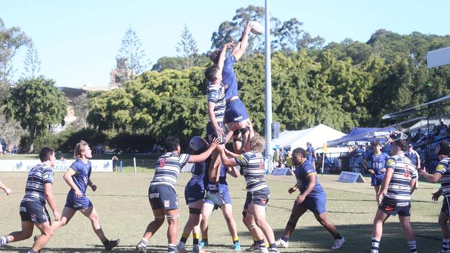 Fergus Gillan winning lineouts. Bond Uni vs. Brothers Colts 1 club rugby at Bond Uni. 20July 2024 Robina Picture by Richard Gosling