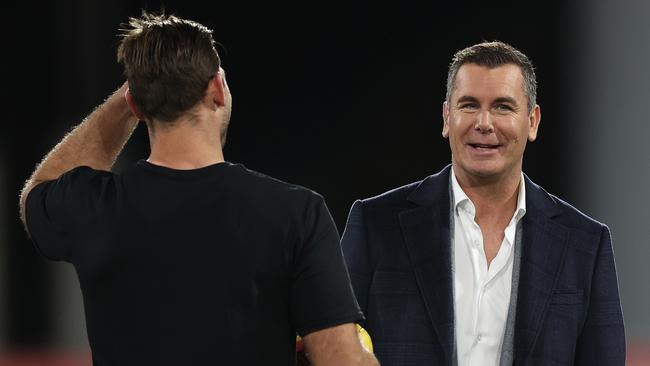 Wayne Carey’s stint in AFL exile appears over as the North Melbourne legend will appear at the Kangaroos’ centenary match later this season. (Photo by Robert Cianflone/Getty Images)