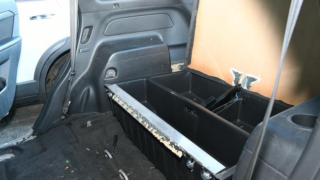 The hidden compartment in the Captiva. Picture: Australian Federal Police