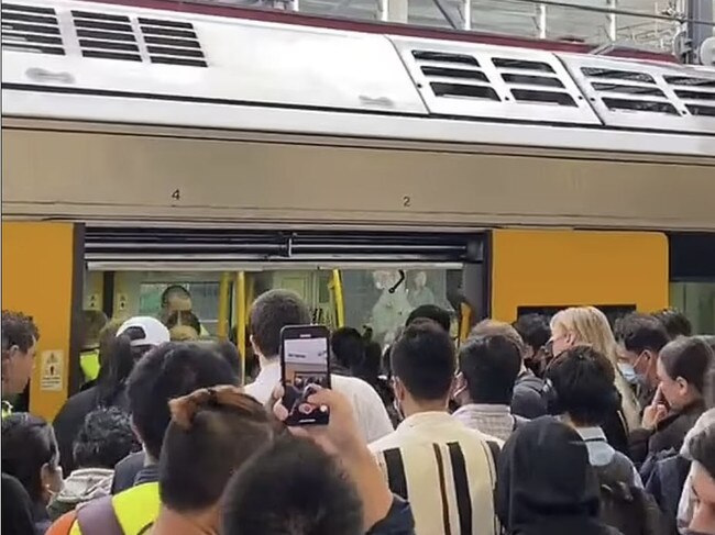 Train stations were packed as the weather stalled public transport.