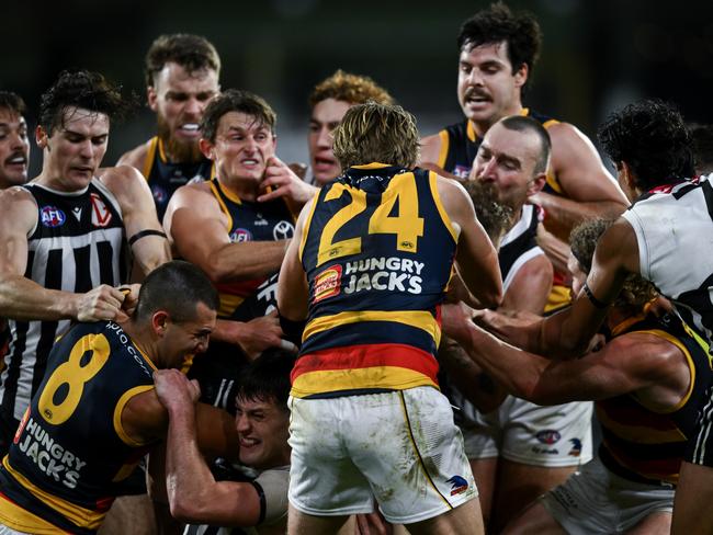 The Showdown erupted on and off the field on Saturday. Picture: Mark Brake/Getty Images.