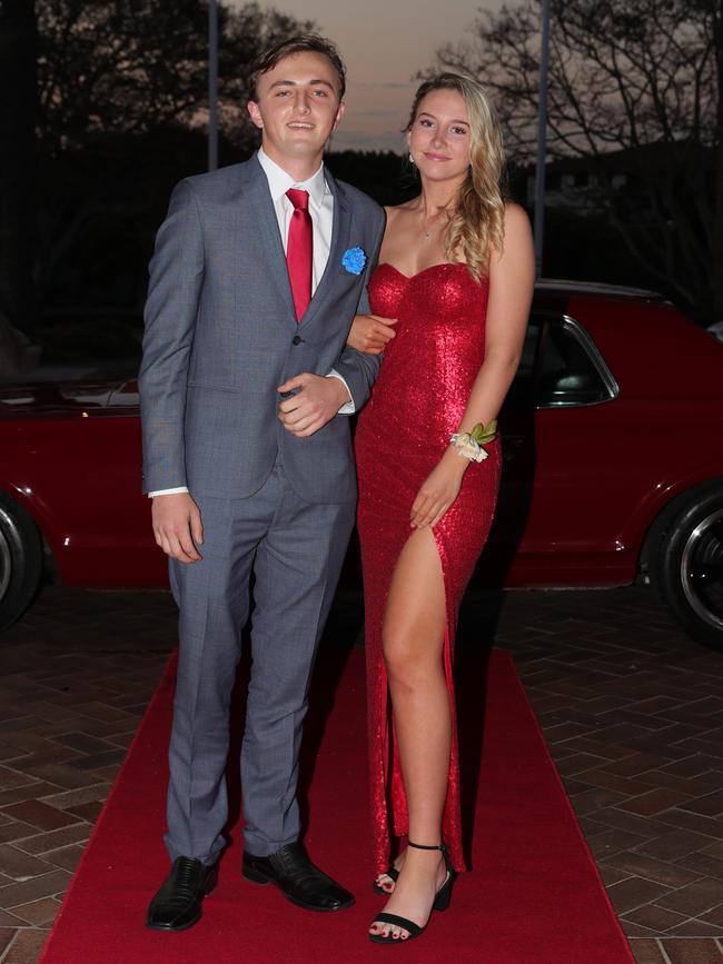 Mitchell Hilaire, 17, and Tamsyn Thorburn, 18, at the Ormeau Woods School formal at Links Resort, Hope Island. Picture: Glenn Hampson