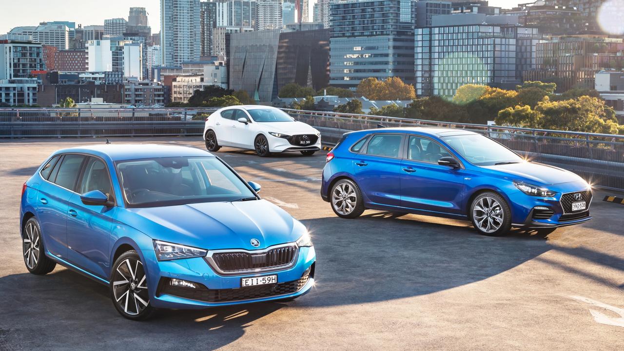 The Skoda Scala goes up against two of the best selling hatches in Australia. Picture: Thomas Wielecki.