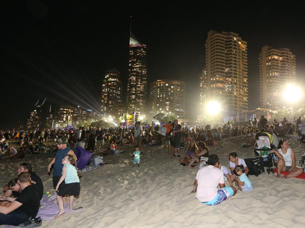 Surfers Paradise for New Year’s Eve 2019 during the 8pm Fireworks. Picture Mike Batterham