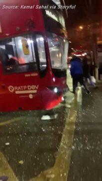 Ambulance Overturns After Colliding With Bus in Westminster