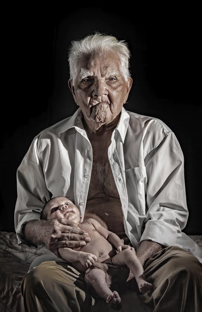 Alf Neal with his great great grandson Kailan. Picture: Brian Cassey