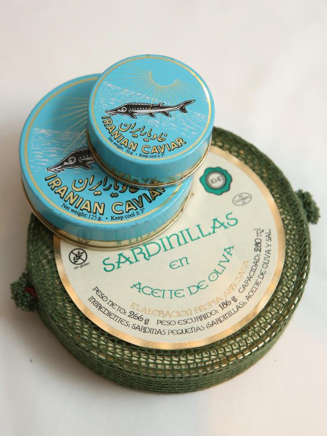 Belugas caviar and sardines: It’s a true indulgence and the star at any party. Josh from Gourmet Life in Sydney is an amazing supplier who sources the very best caviar and the sardines are caught in the north Atlantic Ocean and hand packed in olive oil. Simply delicious.