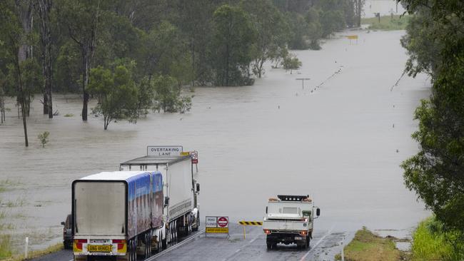 Flooding: The Bruce Highway cut at Chinamans Creek on the north side of Tiaro. Pic John Wilson