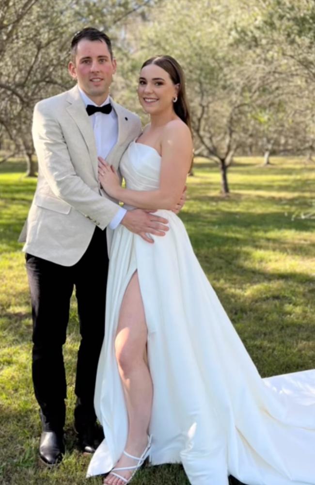 Bride and groom Mitchell Gaffney and Madeleine Edsell.