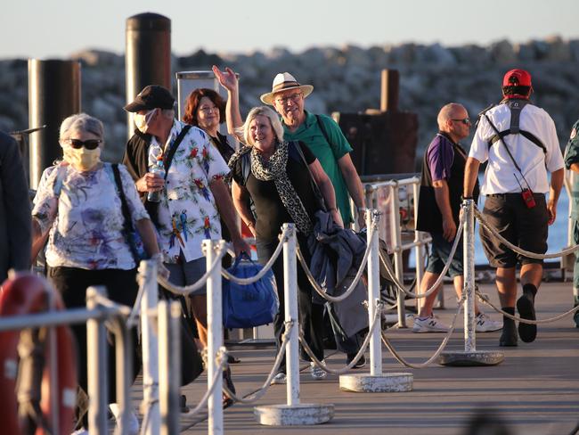 Vasco da Gama cruise ship passengers being released from quarantine last week. Picture: Getty