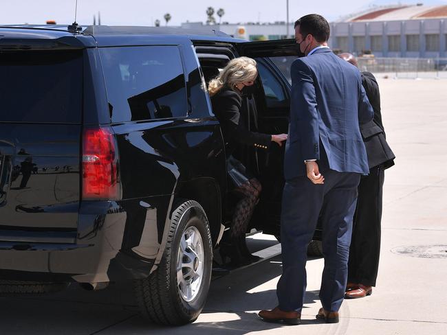 Dr Biden was returning from a trip to California earlier that day. Picture: MANDEL NGAN / POOL / AFP.