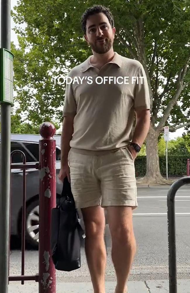 Younger workers view shorts as a comfortable and practical choice, but older generations think they are unprofessional. Picture: TikTok/Henry Kalaf