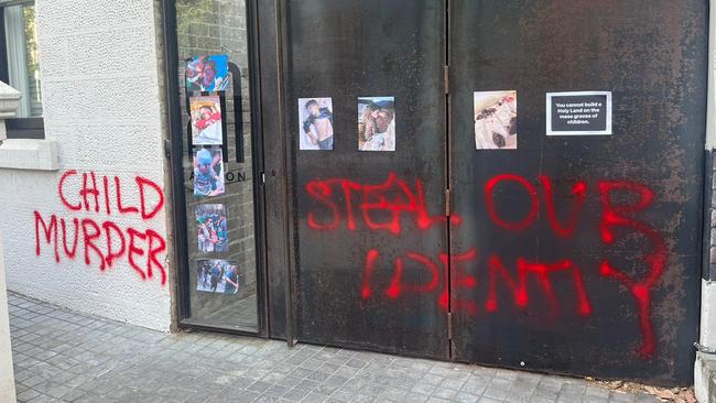 A Jewish restaurant in the Sydney CBD was vandalised overnight. The front doors of Shaffa Restaurant in Surry Hills were sprayed with the words “child murderer” and “steal our identity” in red paint