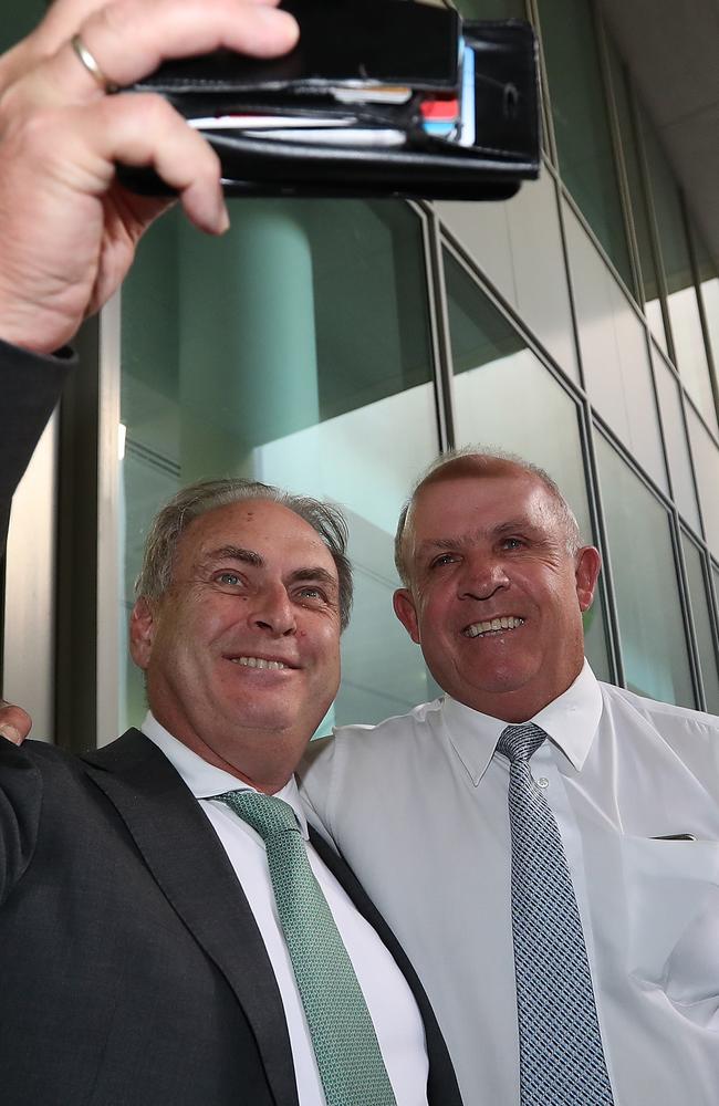 Senator Don Farrell and Senator John Williams after his Valedictory speech. Picture: Kym Smith