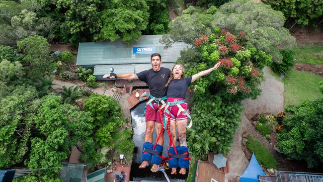 Tandem bungee jump at Skypark Cairns. Photo. TTNQ