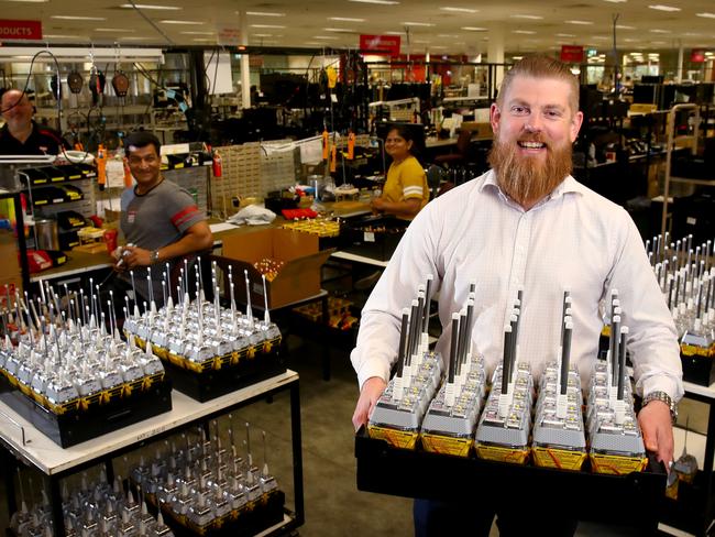 GME's Head of Marketing Tony Crooke pictured at GME's factory in Winston Hills where they employ over 170 people to make locally manufactured communication equipment. Picture: Toby Zerna