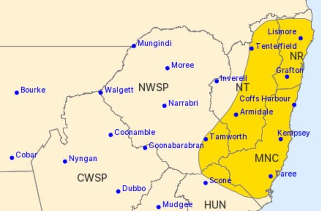 A storm warning for heavy rainfall has been issued for parts of the Northern Rivers.