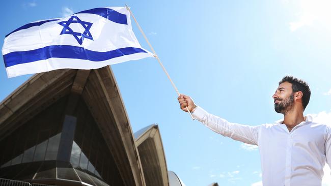 Israeli Soldier Nimrod Palmach at the Sydney Opera House yesterday. Picture: John Feder/The Australian.