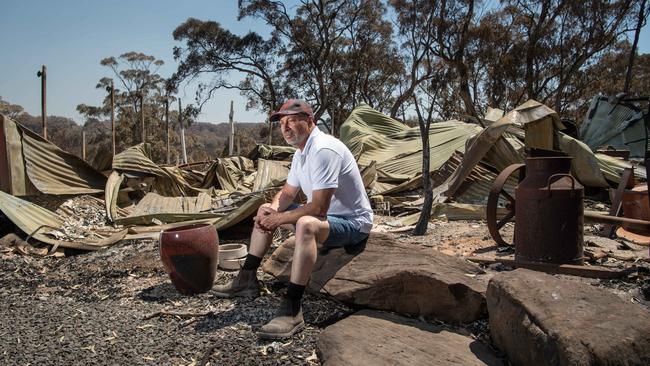 Enrico Sgarbi at his destroyed Lobethal property shortly after the fire in 2019. Picture: Brad Fleet