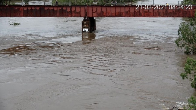 The Katherine River nears 16m high on Sunday morning