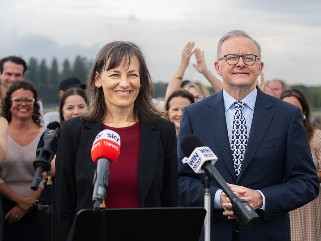 The Prime Minister, Anthony Albanese, was in Wollongong today and will held a press conference with Carol Berry candidate for Whitlam. Picture: PMO via NewsWire