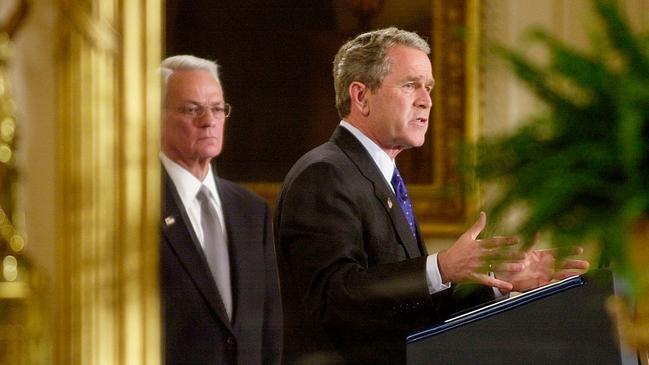 President George W. Bush speaks during his presidency. Picture: AFP.