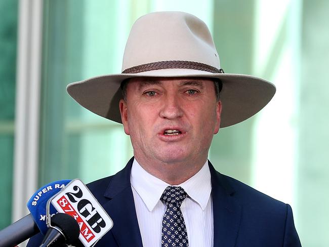 Deputy PM Barnaby Joyce at his press conference at Parliament House in Canberra. Picture Kym Smith