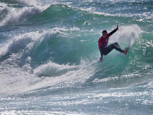 Luis Diaz competes in a heat of the World Surf League Boardmasters Quiksilver Open at the annual Boardmasters festival held on Fistral beach in Newquay on August 9, 2017 in Cornwall, England. Since 1981, the Boardmasters surfing competition has been held in Newquay and is now part of a larger five-day surf, skate and music festival becoming an integral part of the continually popular British surf scene, growing from humble beginnings, to one of the biggest events on the British surfing calendar. Picture: Matt Cardy/Getty Images