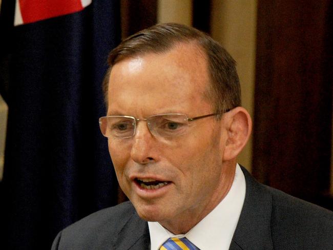 MELBOURNE, AUSTRALIA - DECEMBER 11: Australian Prime Minister Tony Abbott delivers a speech during an ecumenical church service held at Ukrainian Greek Eparchy of Saints Peter and Paul of Melbourne on December 11, 2014 in Melbourne, Australia. Ukrainian President Petro Poroshenko is in Australia for a two-day visit, with discussions about Malaysia Airlines flight MH17 among the top agenda items. (Photo by Mal Fairclough - Pool/Getty Images)