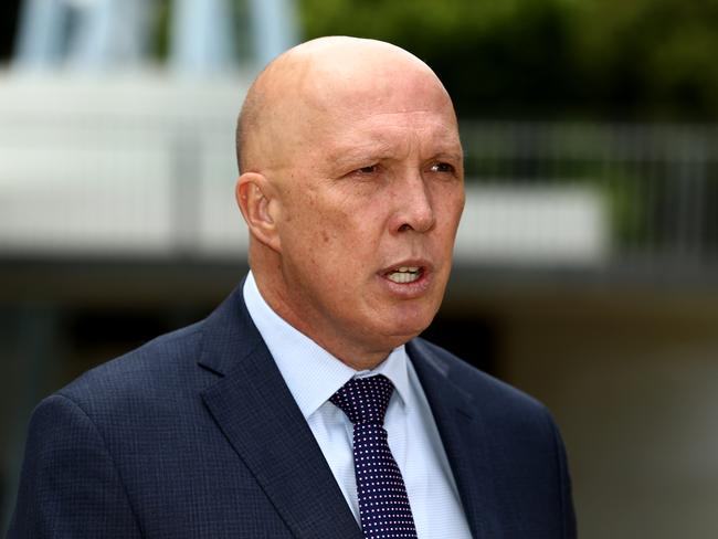 STRATHPINE, AUSTRALIA, NCA NewsWire, Tuesday 4th October 2022. Federal Opposition Leader Peter Dutton speaking to the media about interest rates, IS fighters and brides returning to Australia at Pine Rivers Park, Strathpine. Picture NewsWire / David Clark