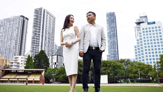 Real estate agents Fiona Yang and Peter Li from Plus Agency, who have been selling to many global investors. Picture: Sam Ruttyn