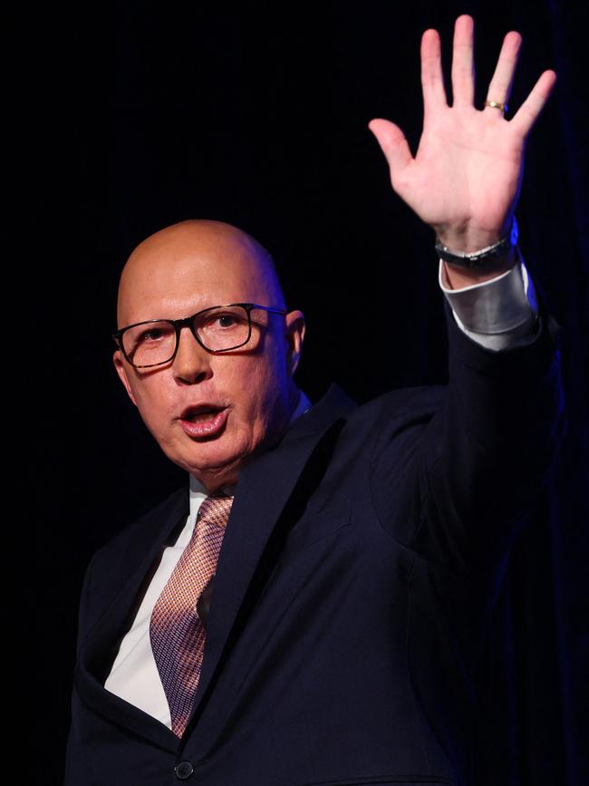 Peter Dutton conceding defeat. Picture: Patrick Hamilton